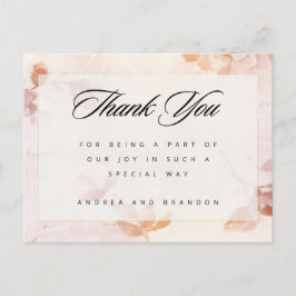  roze bloemen dank u briefkaart