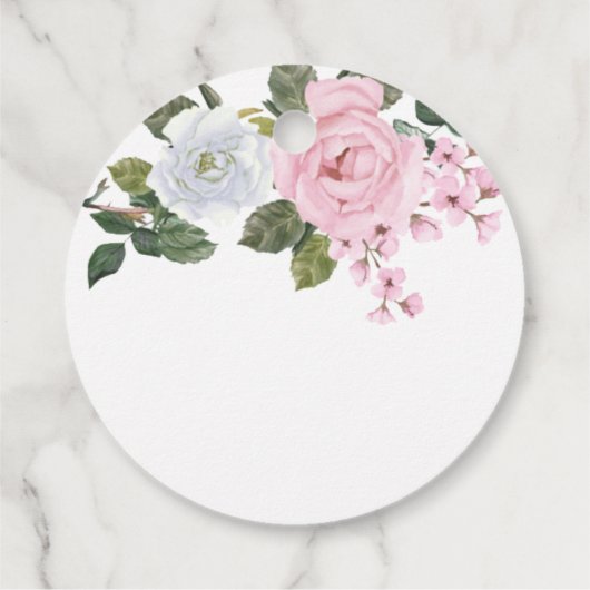 Roze Bloemen Dank u bruiloft gunst Labels (Achterkant)