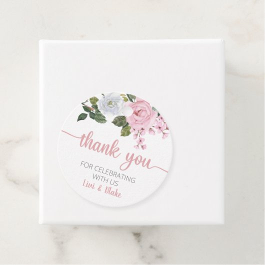 Roze Bloemen Dank u bruiloft gunst Labels (In situ)