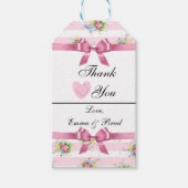  roze bloemen dank u cadeau Label Cadeaulabel (Voorkant)