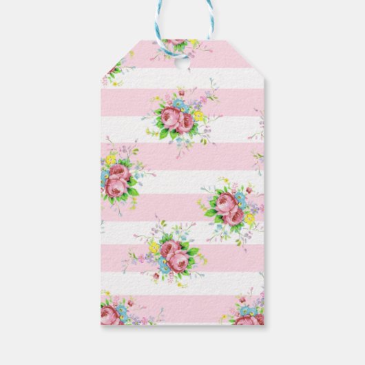  roze bloemen dank u cadeau Label Cadeaulabel (Achterkant)