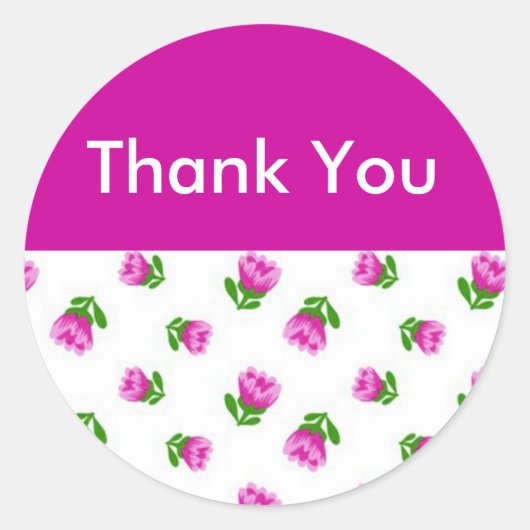 Roze Bloemen Dank u Envelop Seals Ronde Sticker (Voorkant)