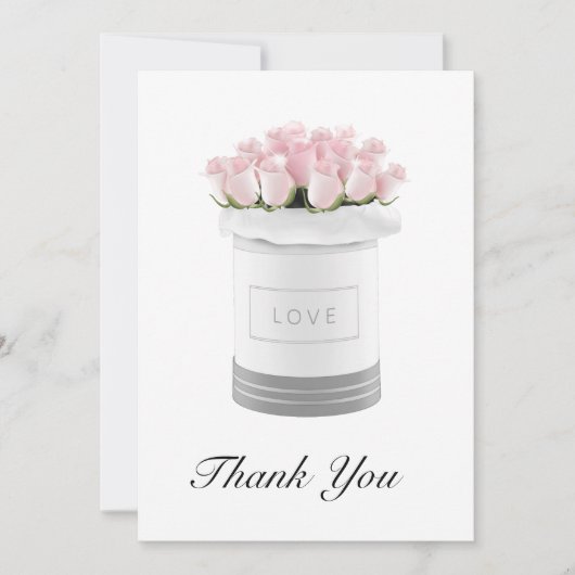 Roze Bloemen Dank u kaart (Voorkant)