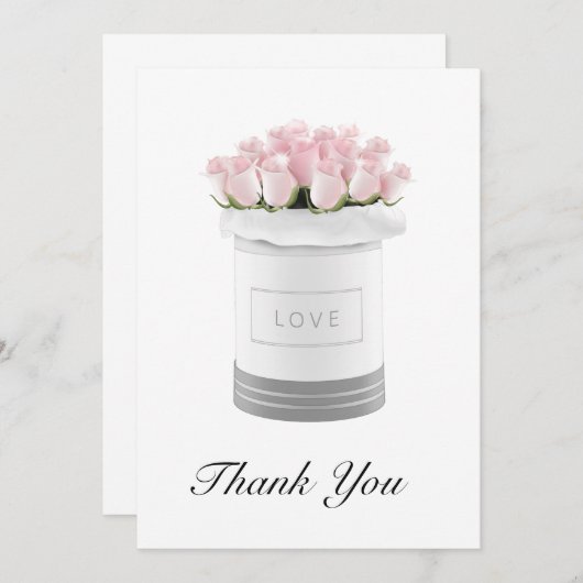 Roze Bloemen Dank u kaart (Voorkant / Achterkant)