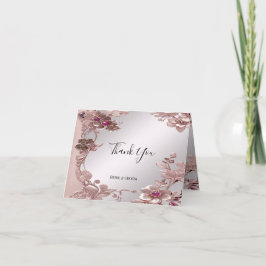 Roze Bloemen Dank u kaart