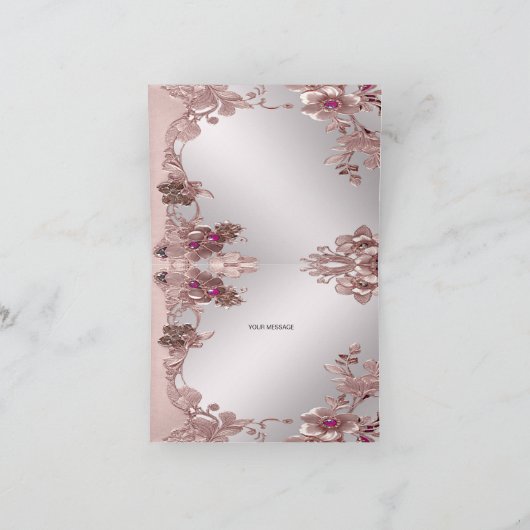 Roze  Bloemen Dank u kaart (Binnen)