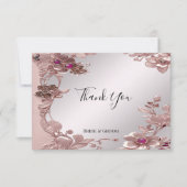 Roze Bloemen Dank u kaart (Voorkant)