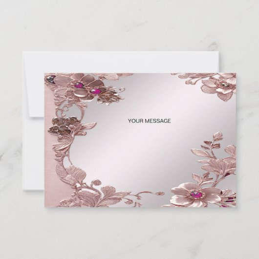 Roze  Bloemen Dank u kaart (Achterkant)