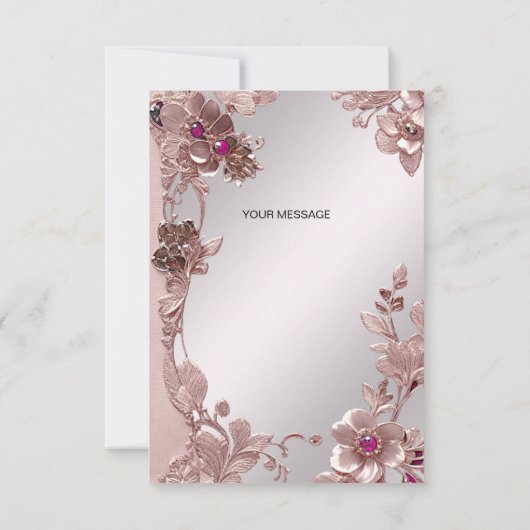 Roze Bloemen Dank u kaart (Achterkant)