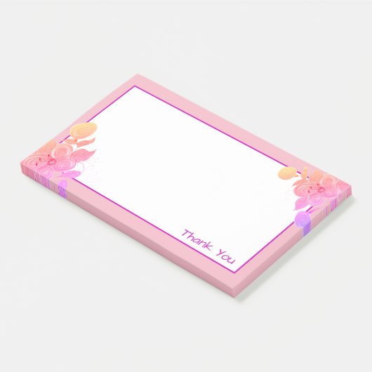 Roze Bloemen Dank u Post-it® Notes (Schuin)