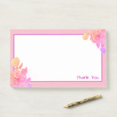 Roze Bloemen Dank u Post-it® Notes (Op bureau)