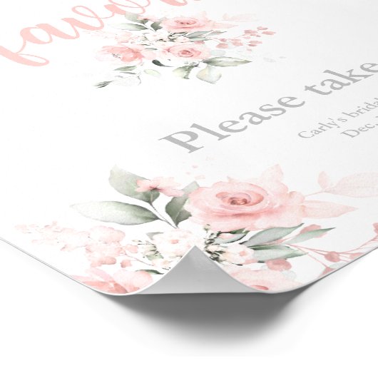 Roze bloemen dank u voor het komen poster (Hoek)