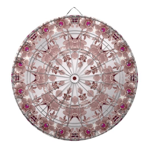 Roze Bloemen Dartboard Dartbord (Voorkant)