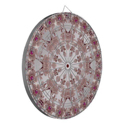 Roze Bloemen Dartboard Dartbord (Voorkant Links)