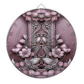 Roze Bloemen Dartboard Dartbord (Voorkant)