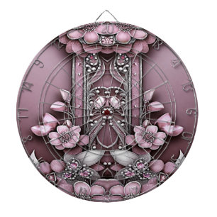 Roze Bloemen Dartboard Dartbord