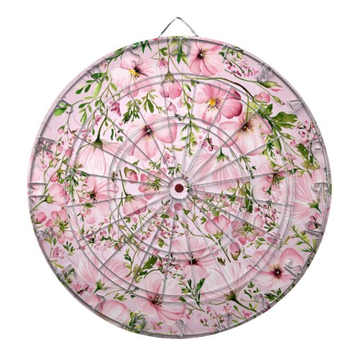 Roze Bloemen Dartboard Dartbord (Voorkant)
