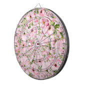 Roze Bloemen Dartboard Dartbord (Voorkant Rechts)