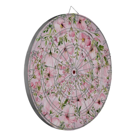 Roze Bloemen Dartboard Dartbord (Voorkant Links)