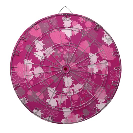 roze bloemen dartbord (Voorkant)