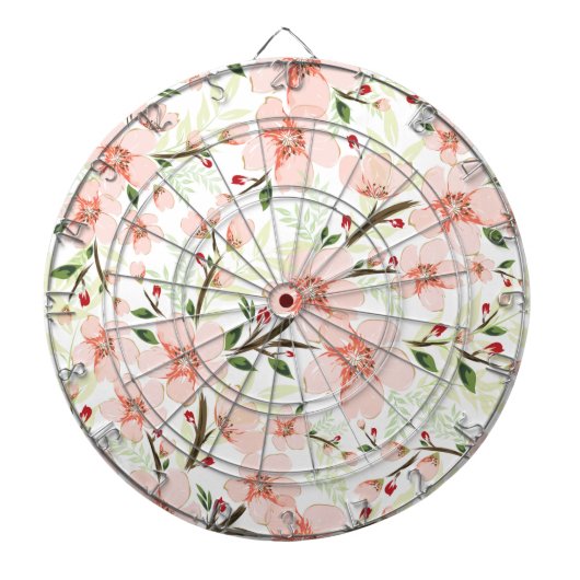 Roze bloemen dartbord (Voorkant)