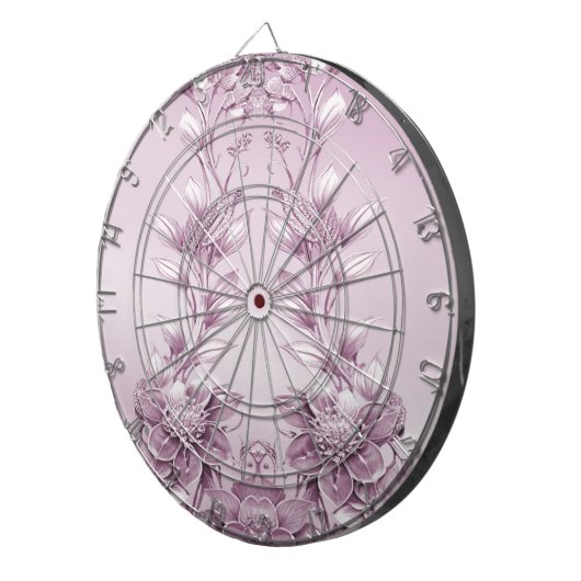 Roze Bloemen Dartbord (Voorkant Rechts)