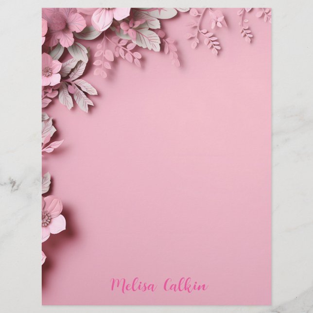 Roze bloemen decoratie met roze achtergrond briefhoofd (Voorkant)