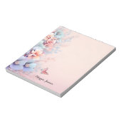 Roze bloemen decoratie met roze achtergrond notitieblok (Linkerzijde)