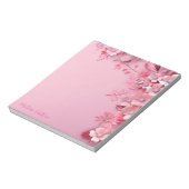 Roze bloemen decoratie met roze achtergrond notitieblok (Linkerzijde)