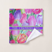ROZE Bloemen Decoratief. Tekst Bad Handdoek (Wasdoekje)