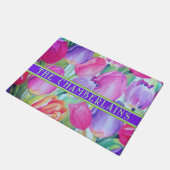 ROZE Bloemen decoratieve groene tekst Deurmat (Schuin)