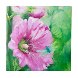 Roze Bloemen Decoratieve Keramische Tegel Tegeltje