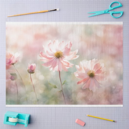 Roze Bloemen Decoupage Weefsel Papier (Craft)