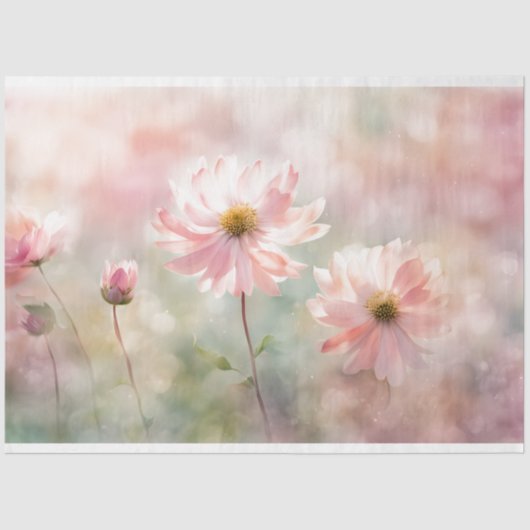 Roze Bloemen Decoupage Weefsel Papier (Voorkant)