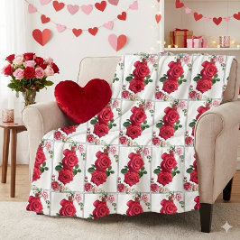 Roze Bloemen Dekbed  Fleece Deken