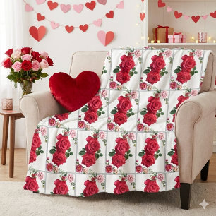 Roze Bloemen Dekbed  Fleece Deken