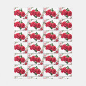 Roze Bloemen Dekbed Fleece Deken (Voorkant)