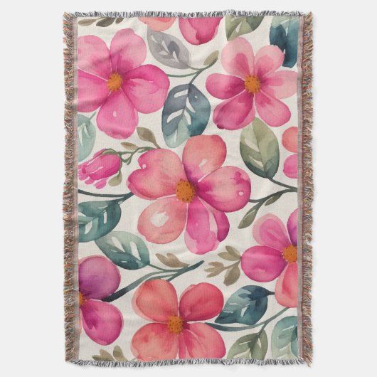 Roze bloemen deken (Voorkant Verticaal)