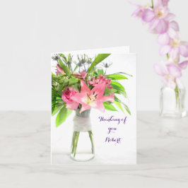 Roze Bloemen Denken aan je Word snel gezond Kaart