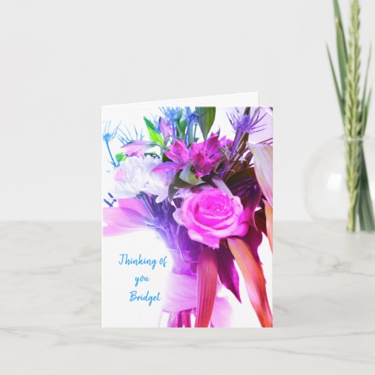 Roze Bloemen Denken aan je Word snel goed Kaart (Voorkant)