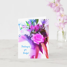 Roze Bloemen Denken aan je Word snel goed Kaart
