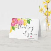 Roze Bloemen Denken aan U Aanmoediging Sympathie Kaart (Gele Bloem)