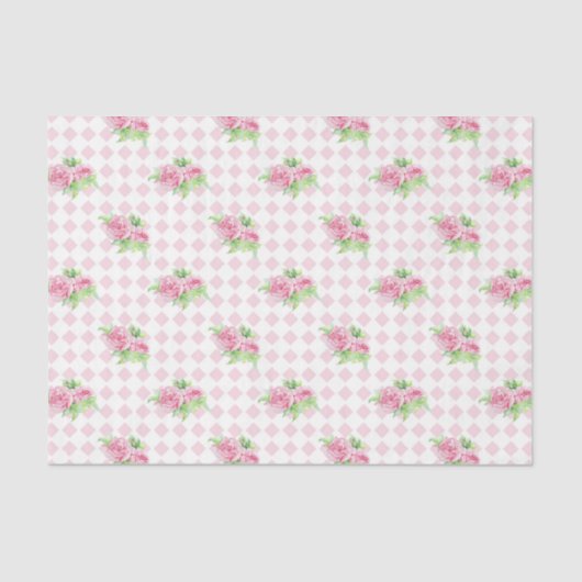 Roze Bloemen (Design 77 Pink Series) Tissuepapier (Voorkant)