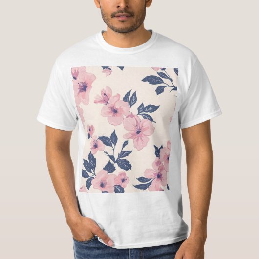 Roze bloemen design t-shirt (Voorkant)