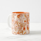 Roze bloemen design tweekleurige koffiemok (Voorkant links)