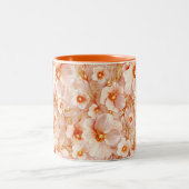 Roze bloemen design tweekleurige koffiemok (Center)