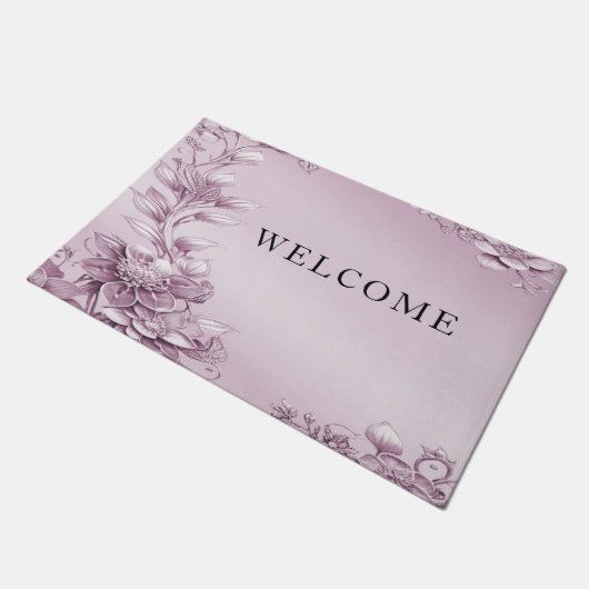 Roze Bloemen Deurmat (Schuin)