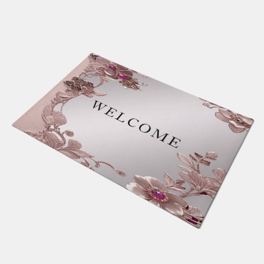 Roze Bloemen Deurmat (Schuin)