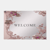 Roze  Bloemen Deurmat (Voorkant)