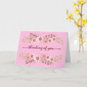 Roze bloemen die aan je denken kaart (Gele Bloem)